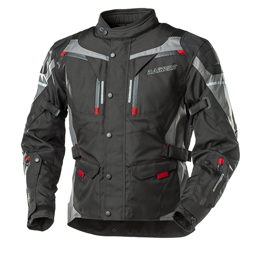 Cazadora de cordura impermeable con protecciones homologadas.