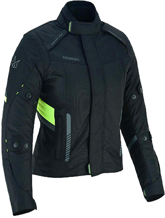 Cazadora de cordura para mujer impermeable con protecciones homologadas.